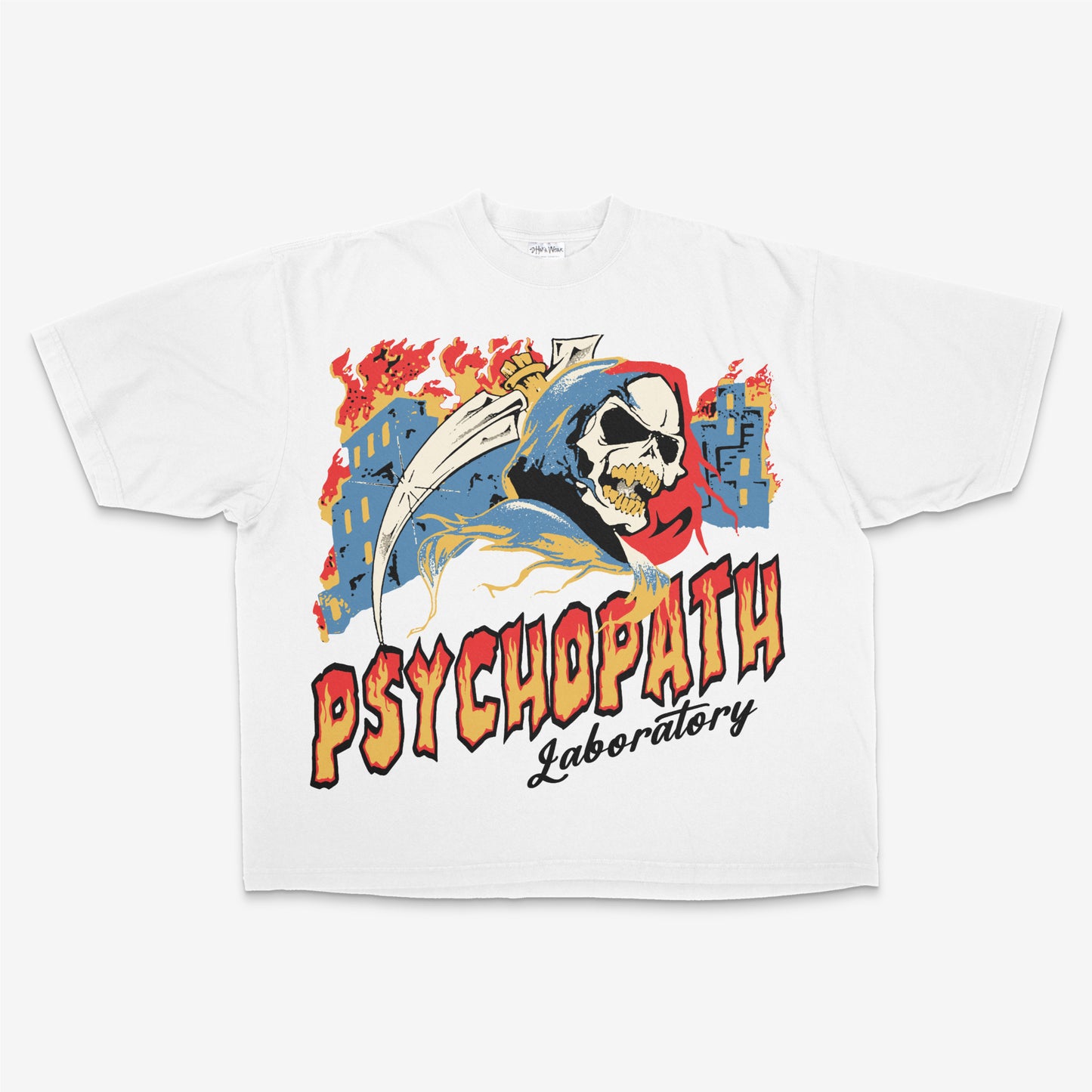 Lab On Fire Oversized Vintage Tee White
