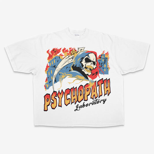 Lab On Fire Oversized Vintage Tee White